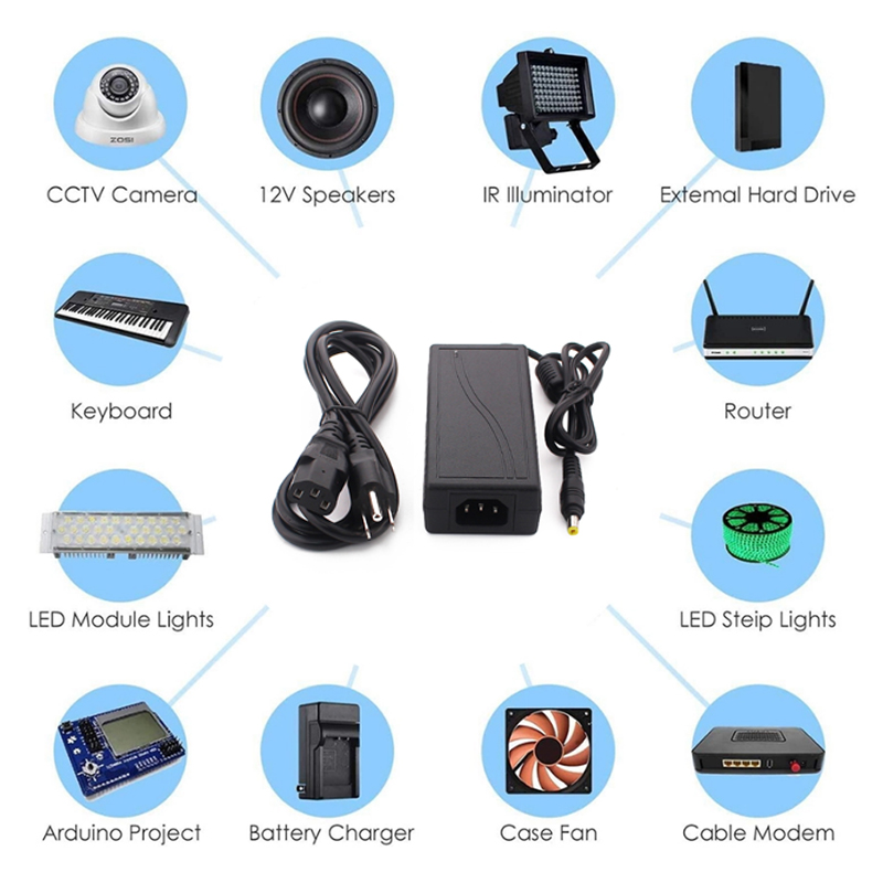 safety mark 60W input 100v- 240v ac 50/60hz ac dc power adapter 12V 5A AC/DC switching power supply(图5)