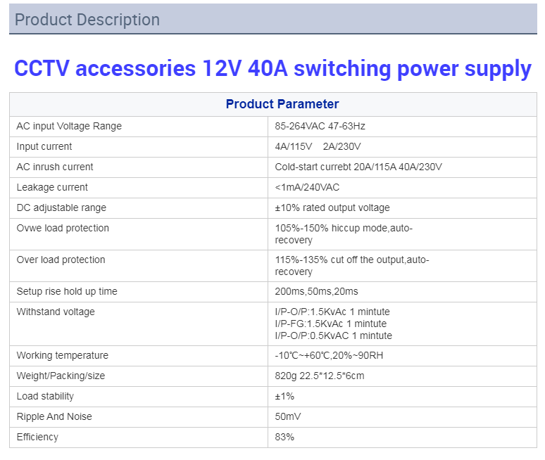 480W 12V 40A Switching power supply high quality 2 years warranty(图2)